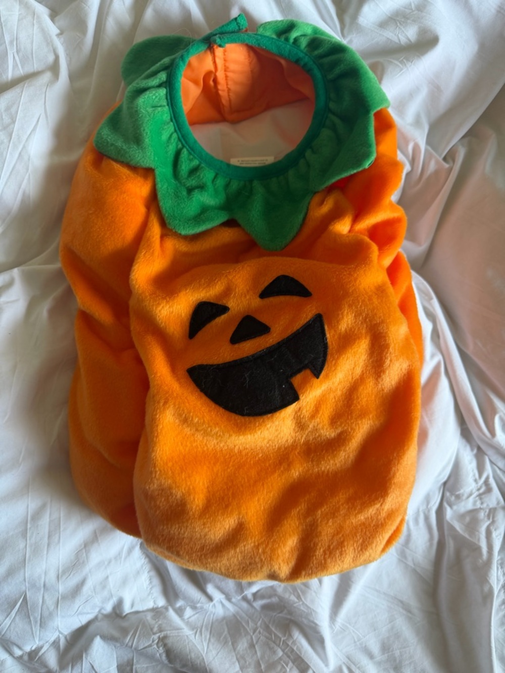 Pets Plush Pumpkin Costume - Orange with Green Collar